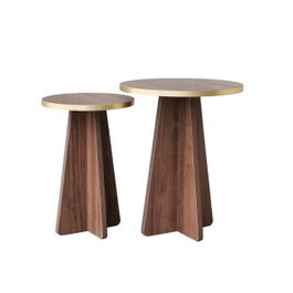 Hanah Home Mushroom 2 Juego de mesa de centro, Oro y Nogal
